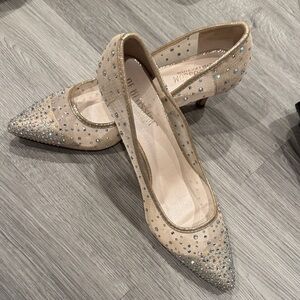 Elegant Beige Rhinestone Women's Heels